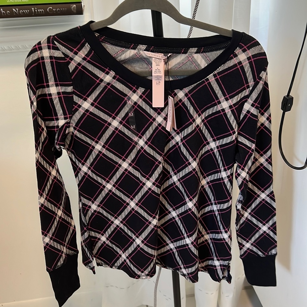 Victoria’s Secret Plaid Pajama Set Pink and Black